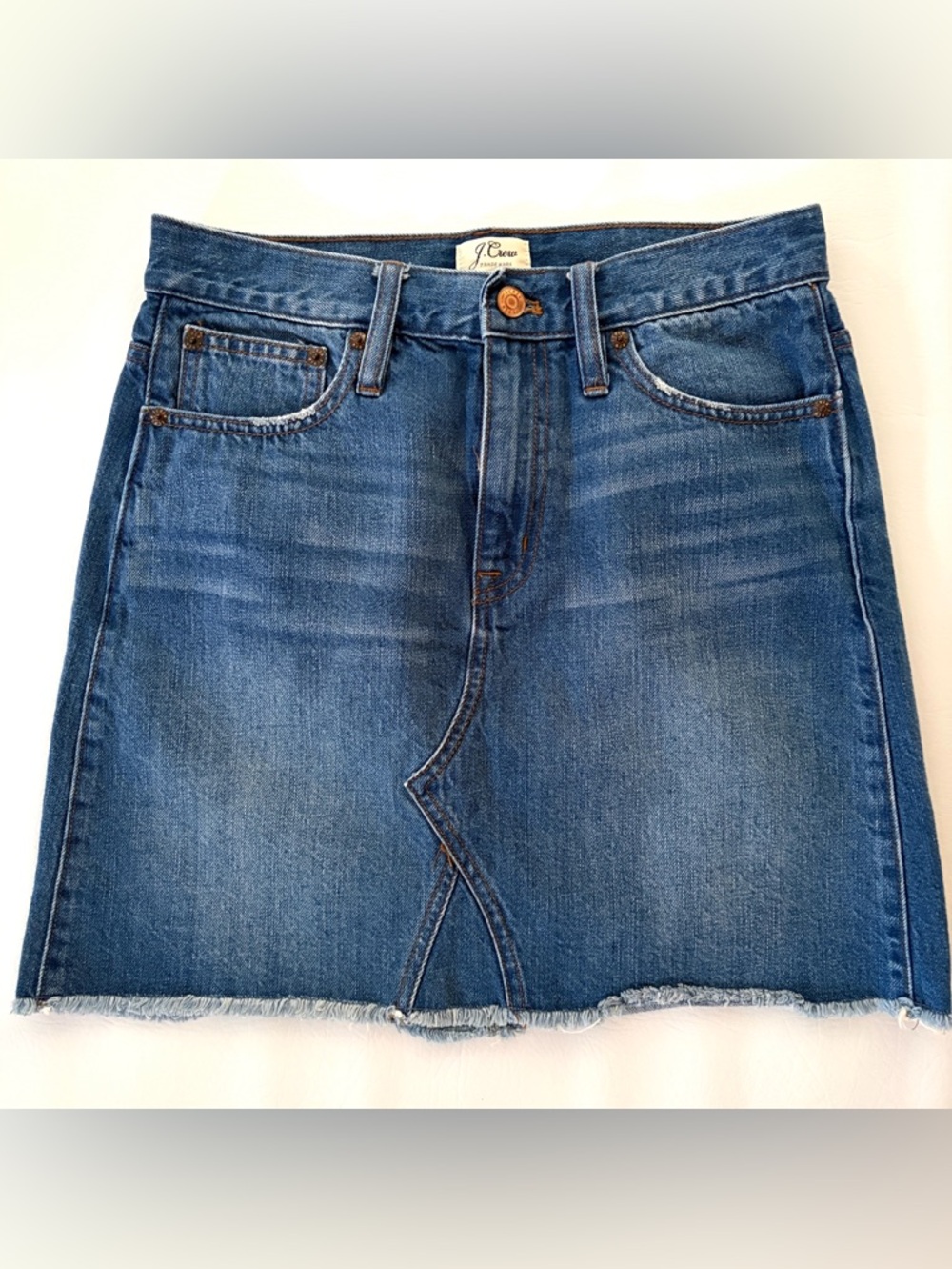 J. Crew Denim Mini Jean Skirt Blue 100% Cotton Size 26 size XS - Picture 2 of 12